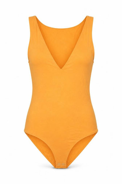 Stradivarius Womens Orange Polyamide Bodysuit One-Piece Size XS Snap