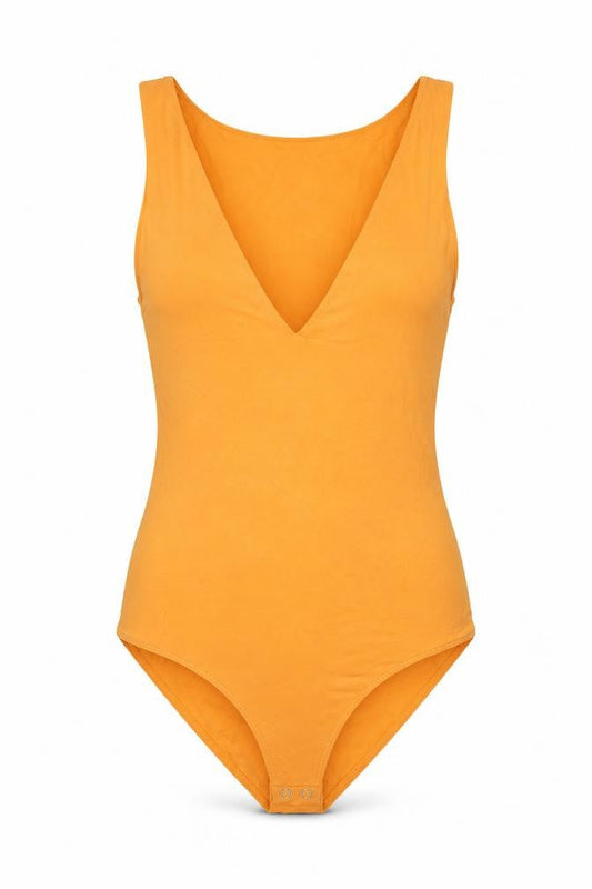 Stradivarius Womens Orange Polyamide Bodysuit One-Piece Size XS Snap