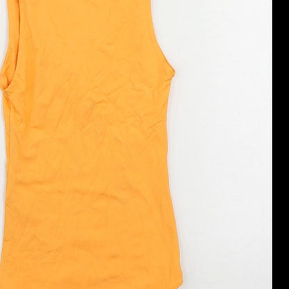 Stradivarius Womens Orange Polyamide Bodysuit One-Piece Size XS Snap