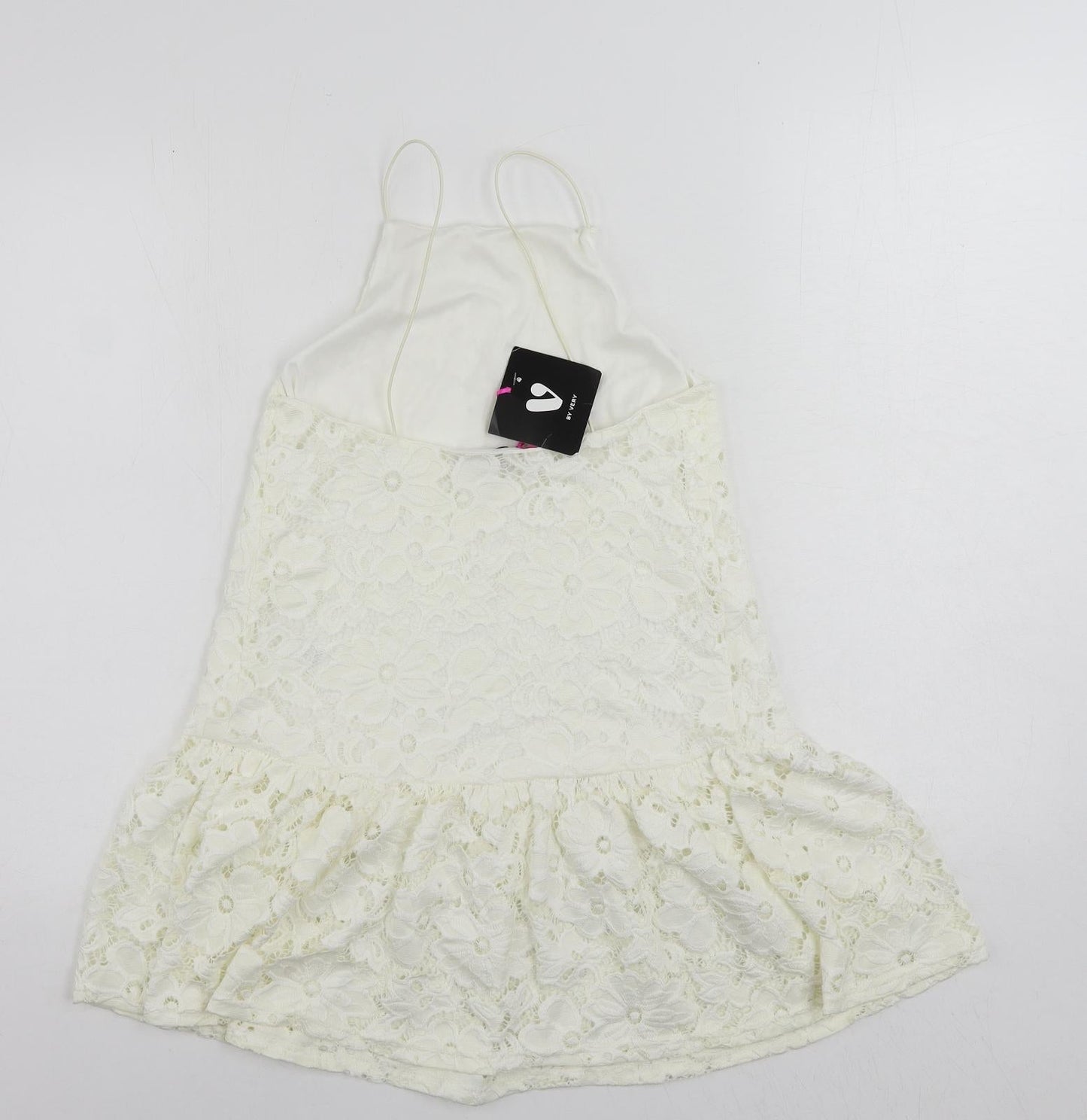 Very Womens Ivory Polyamide Mini Size 8 Square Neck Pullover - Backless