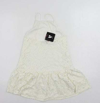 Very Womens Ivory Polyamide Mini Size 8 Square Neck Pullover - Backless