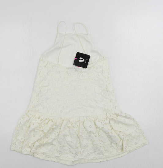 Very Womens Ivory Polyamide Mini Size 8 Square Neck Pullover - Backless