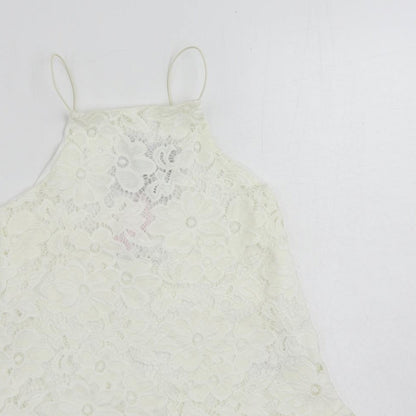Very Womens Ivory Polyamide Mini Size 8 Square Neck Pullover - Backless