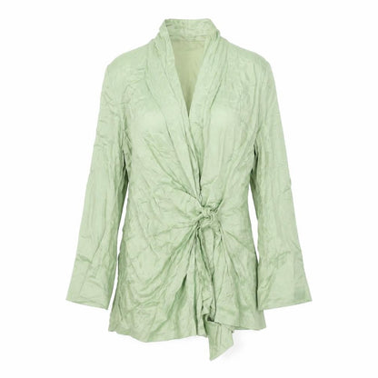 Zara Womens Green Viscose Wrap Dress Size L V-Neck Button