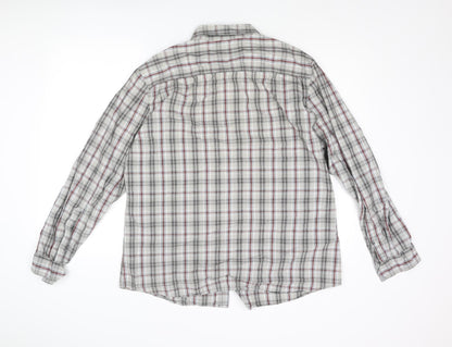 Debenhams Mens Grey Check Cotton Button-Up Size XL Collared Button