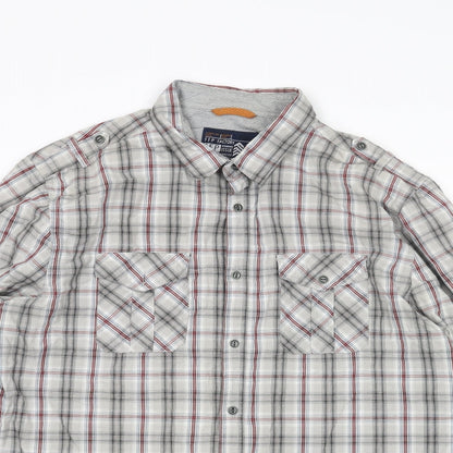 Debenhams Mens Grey Check Cotton Button-Up Size XL Collared Button