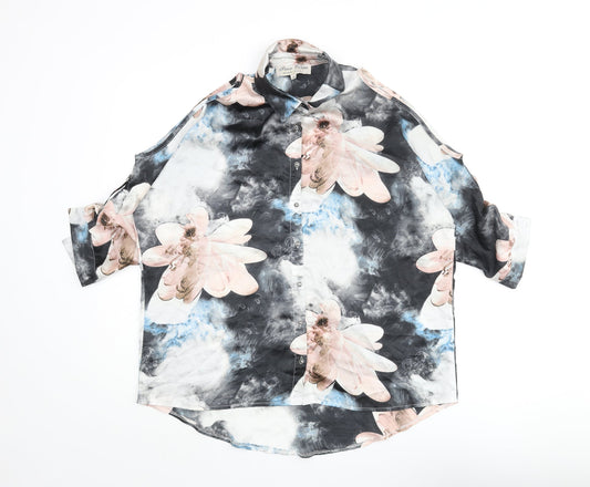 Parisian Collection Womens Multicoloured Floral Polyester Basic Blouse Size 8 Collared - Cold Shoulder