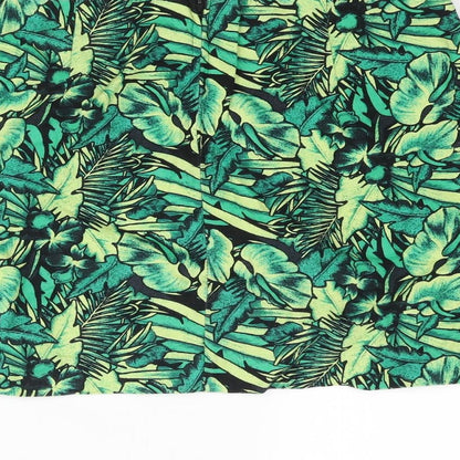 Divided by H&M Womens Green Geometric Cotton Mini Skirt Size 12 Zip - Leaf Pattern