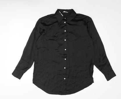 Womens UK Size S Zara Black Basic Button-Up