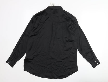 Womens UK Size S Zara Black Basic Button-Up