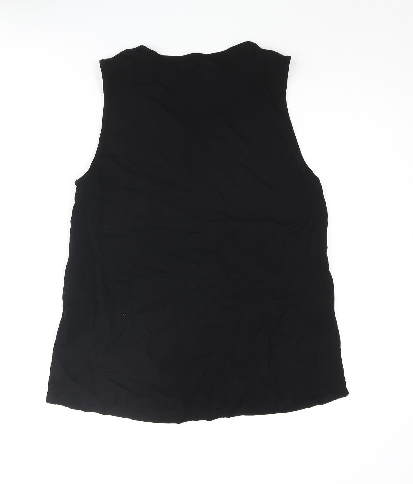Sahara Womens Black Viscose Camisole Blouse Size 6 Round Neck