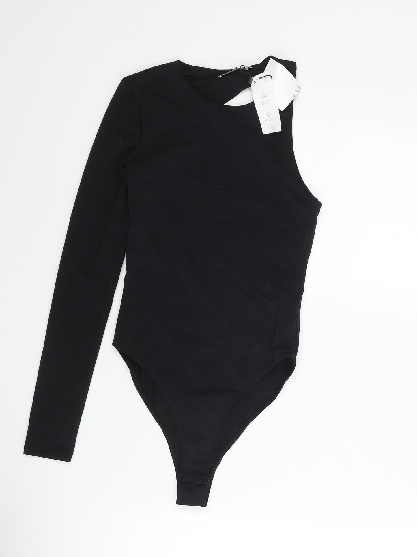 Zara Womens Black Polyamide Bodysuit One-Piece Size S Snap - Back Cut Out