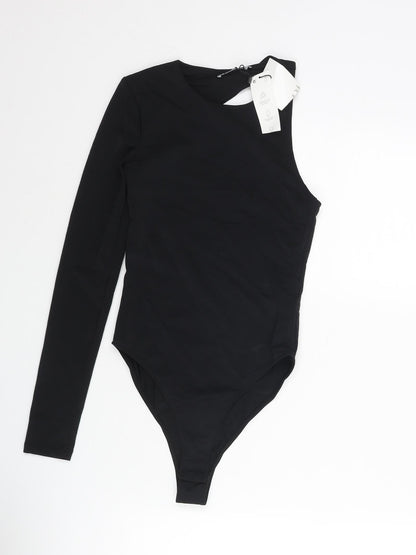 Zara Womens Black Polyamide Bodysuit One-Piece Size S Snap - Back Cut Out