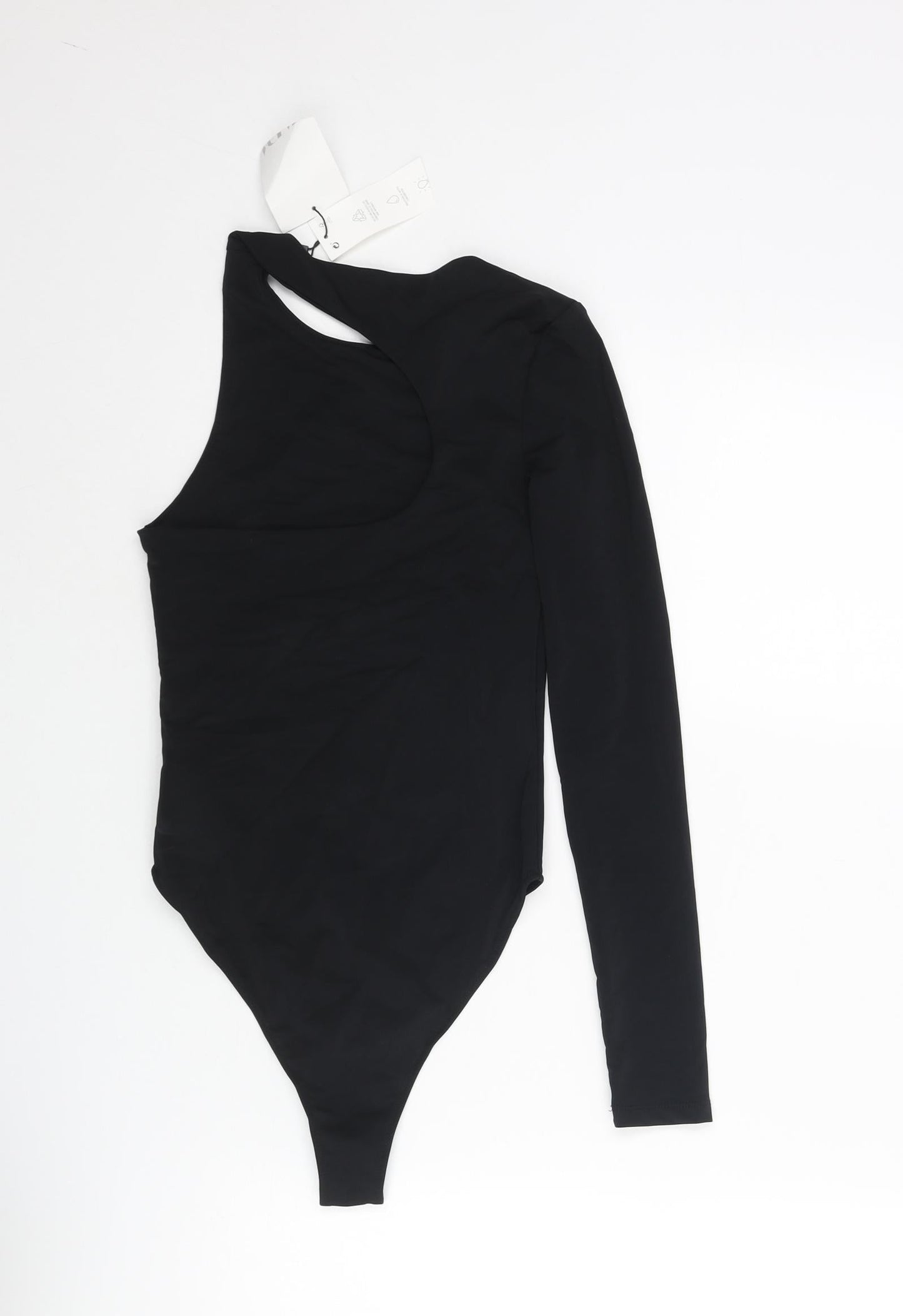 Zara Womens Black Polyamide Bodysuit One-Piece Size S Snap - Back Cut Out