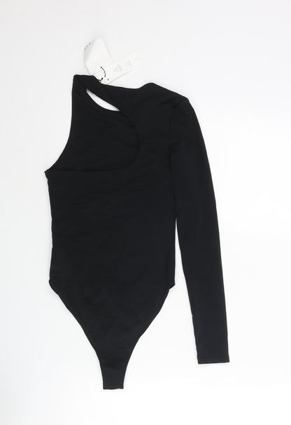 Zara Womens Black Polyamide Bodysuit One-Piece Size S Snap - Back Cut Out