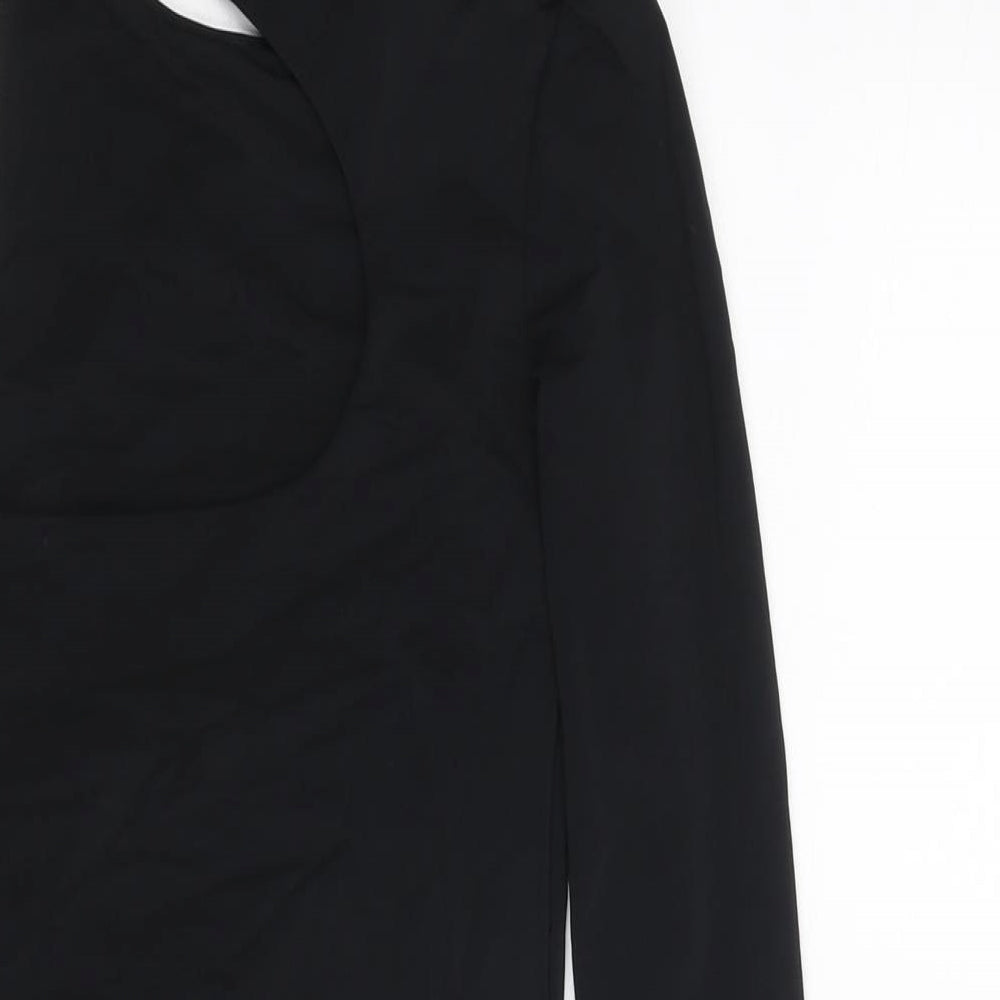 Zara Womens Black Polyamide Bodysuit One-Piece Size S Snap - Back Cut Out