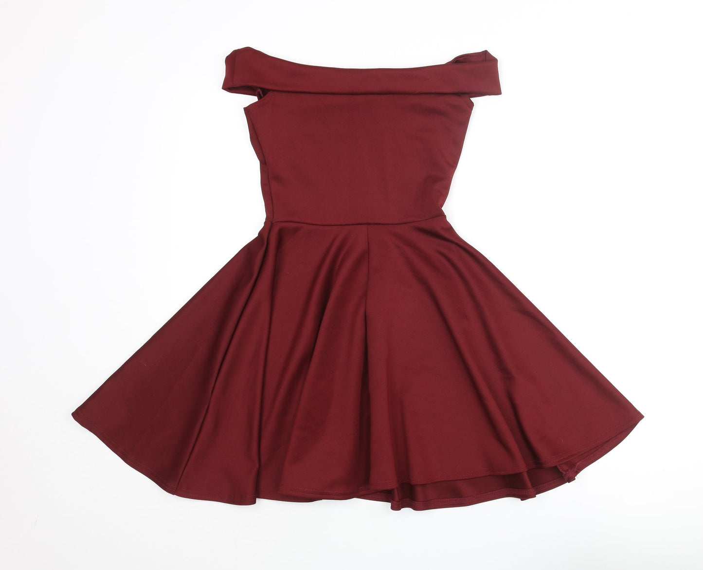 Boohoo Womens Red Polyester A-Line Size 8 Off the Shoulder Pullover