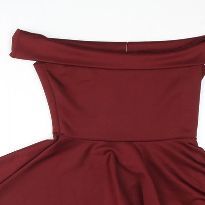 Boohoo Womens Red Polyester A-Line Size 8 Off the Shoulder Pullover