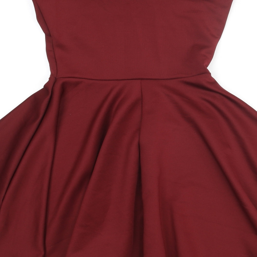 Boohoo Womens Red Polyester A-Line Size 8 Off the Shoulder Pullover