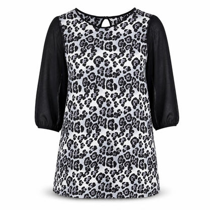 NEXT Womens Grey Animal Print Polyester Shift Size 20 Round Neck Button - Leopard Print