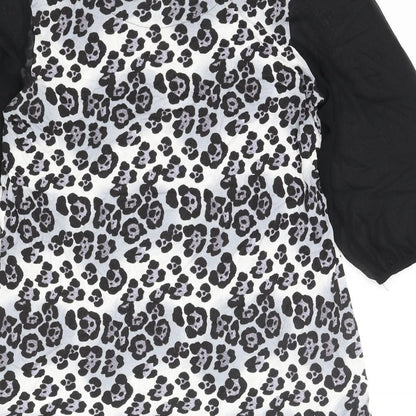 NEXT Womens Grey Animal Print Polyester Shift Size 20 Round Neck Button - Leopard Print