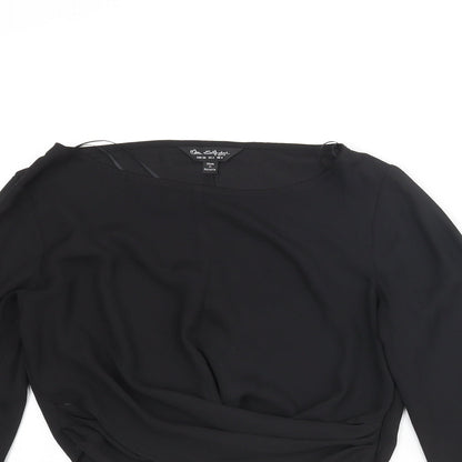 Miss Selfridge Womens Black Polyester Cropped Blouse Size 6 Round Neck
