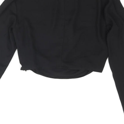 Miss Selfridge Womens Black Polyester Cropped Blouse Size 6 Round Neck