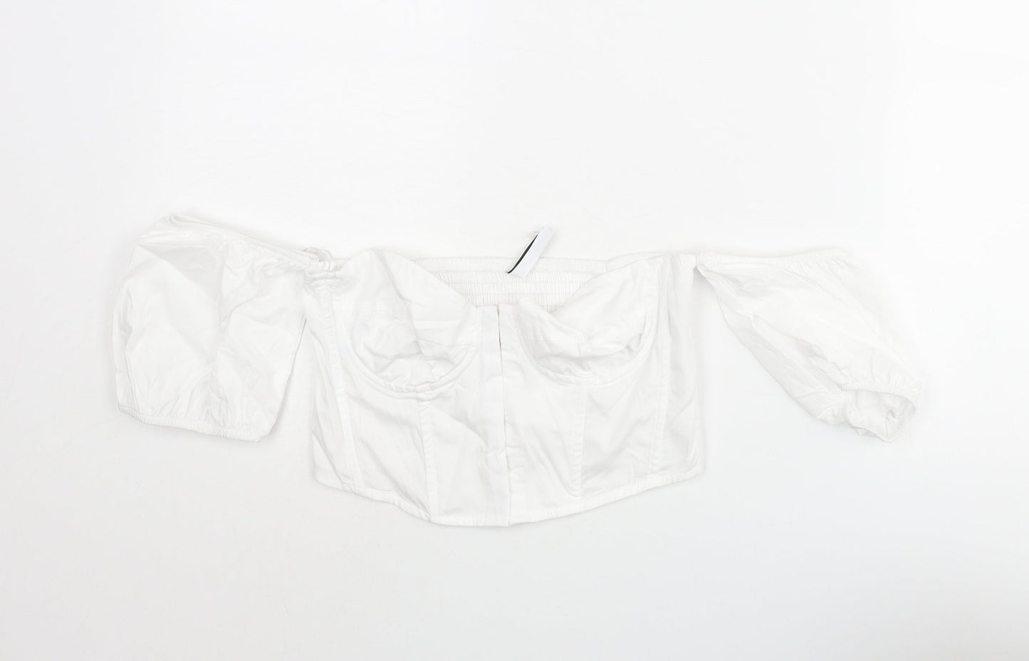 Womens UK Size S Stradivarius White Cropped Blouse