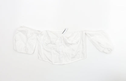 Womens UK Size S Stradivarius White Cropped Blouse