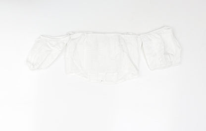 Womens UK Size S Stradivarius White Cropped Blouse