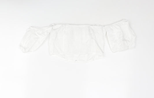 Womens UK Size S Stradivarius White Cropped Blouse