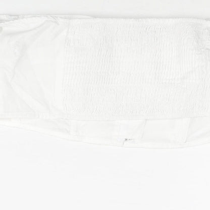 Womens UK Size S Stradivarius White Cropped Blouse