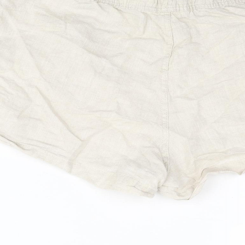 H&M Womens Beige Linen Paperbag Shorts Size M Regular Pull On