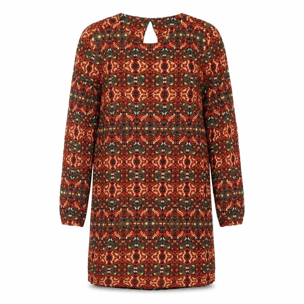 H&M Womens Multicoloured Geometric Viscose Shift Size 12 Round Neck Button