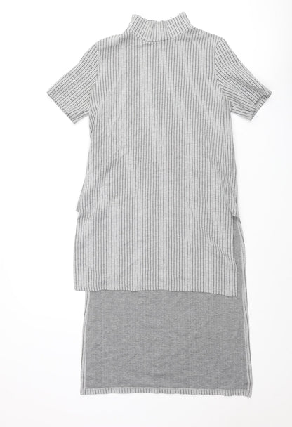 Womens UK Size S Zara Grey Tunic Blouse