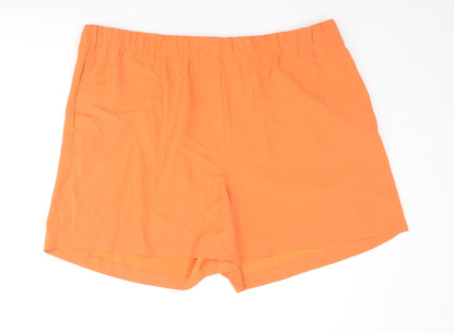 Marks and Spencer Womens Orange Polyester Basic Shorts Size 24 L4 in Regular Pull On