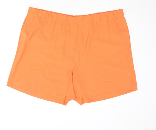 Marks and Spencer Womens Orange Polyester Basic Shorts Size 24 L5 in Regular Pull On