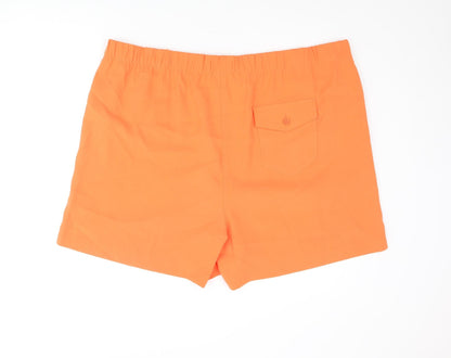 Marks and Spencer Womens Orange Polyester Basic Shorts Size 24 L5 in Regular Pull On