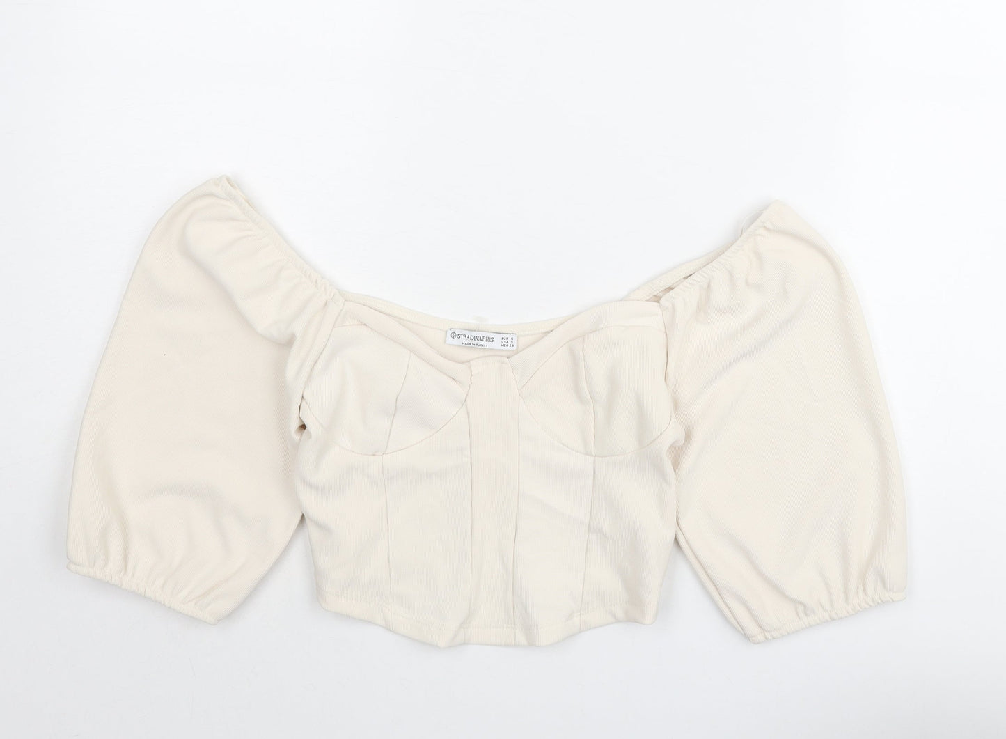 Womens UK Size S Zara Ivory Cropped Blouse