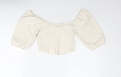 Womens UK Size S Zara Ivory Cropped Blouse
