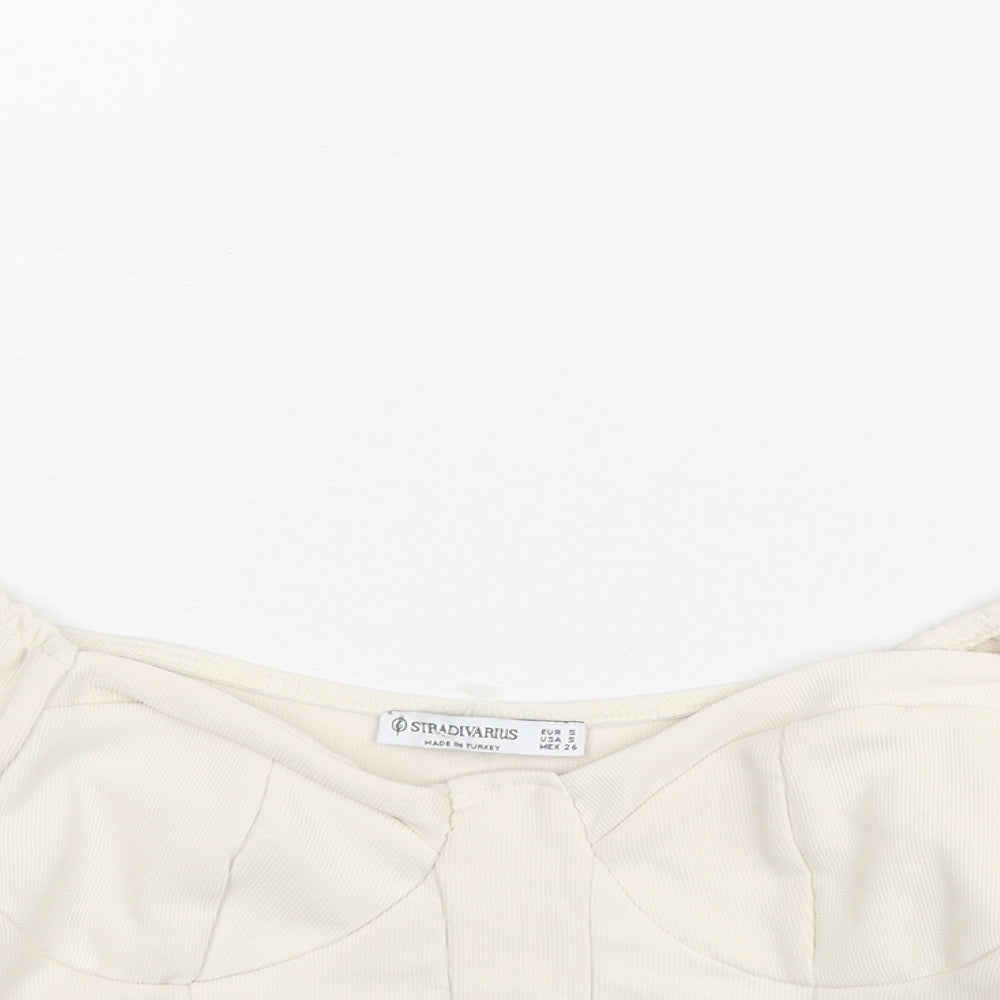 Womens UK Size S Zara Ivory Cropped Blouse