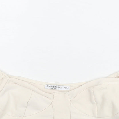 Womens UK Size S Zara Ivory Cropped Blouse