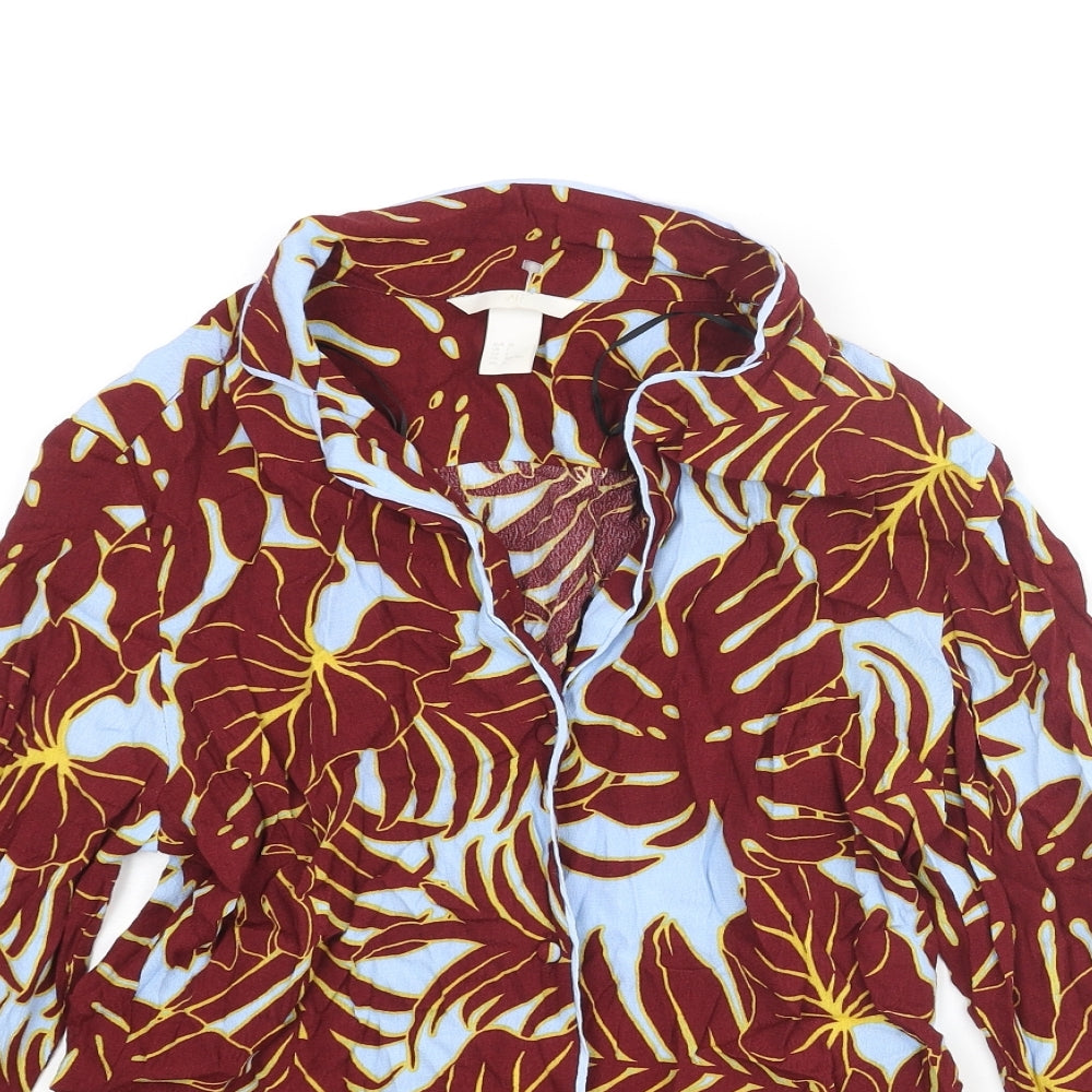 Womens UK Size 4 H&M Red Basic Button-Up