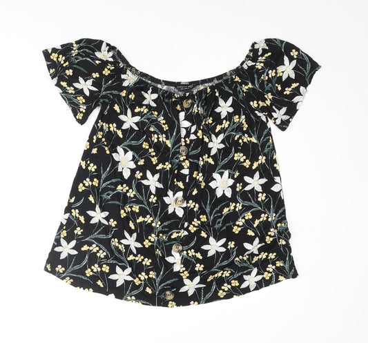 Womens UK Size 12 Dorothy Perkins Black Basic Blouse