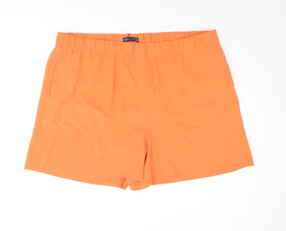 Marks and Spencer Womens Orange Polyester Basic Shorts Size 24 L5 in Regular Pull On