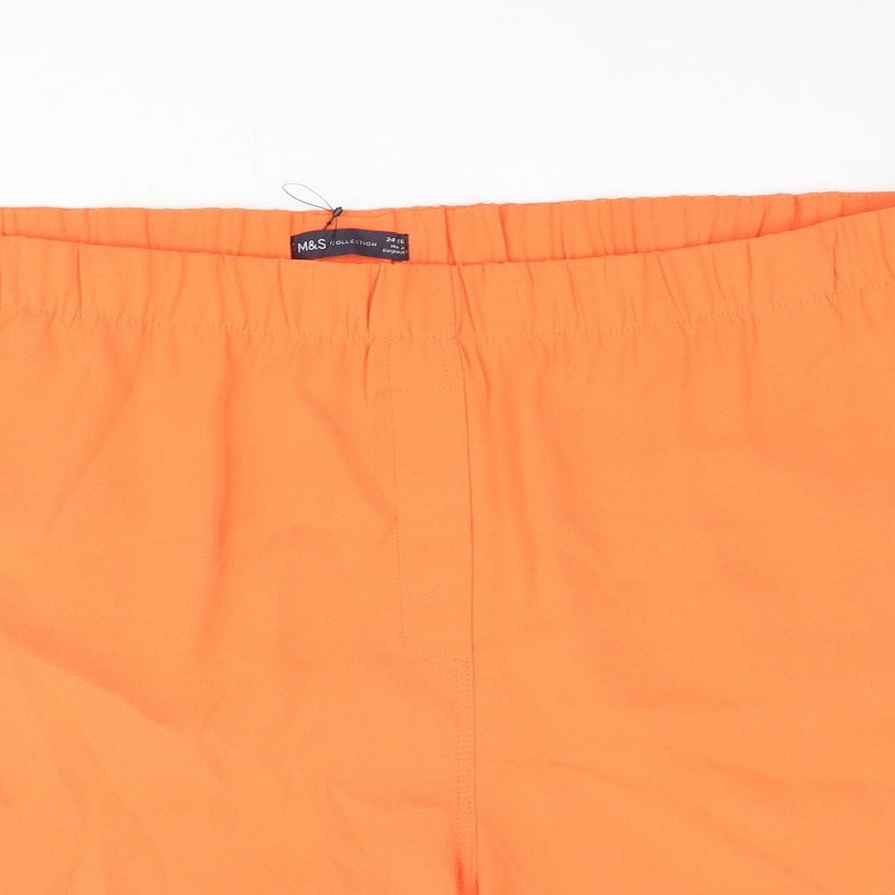 Marks and Spencer Womens Orange Polyester Basic Shorts Size 24 L5 in Regular Pull On
