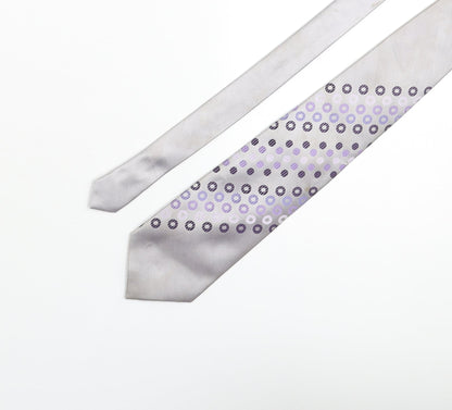 Lloyd Attree & Smith Mens Silver Polyester Pointed Tie One Size - Spotted Detail