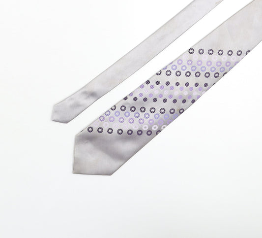 Lloyd Attree & Smith Mens Silver Polyester Pointed Tie One Size - Spotted Detail