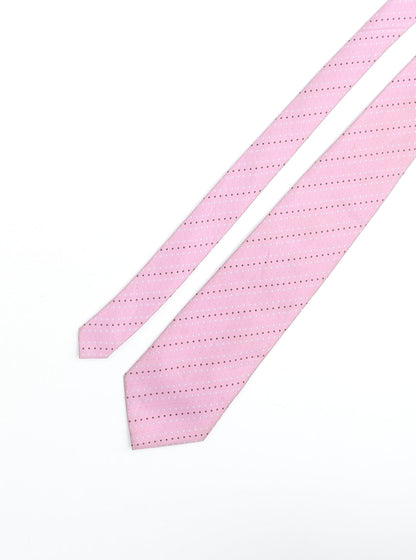 Soprano Mens Pink Striped Polyester Pointed Tie One Size