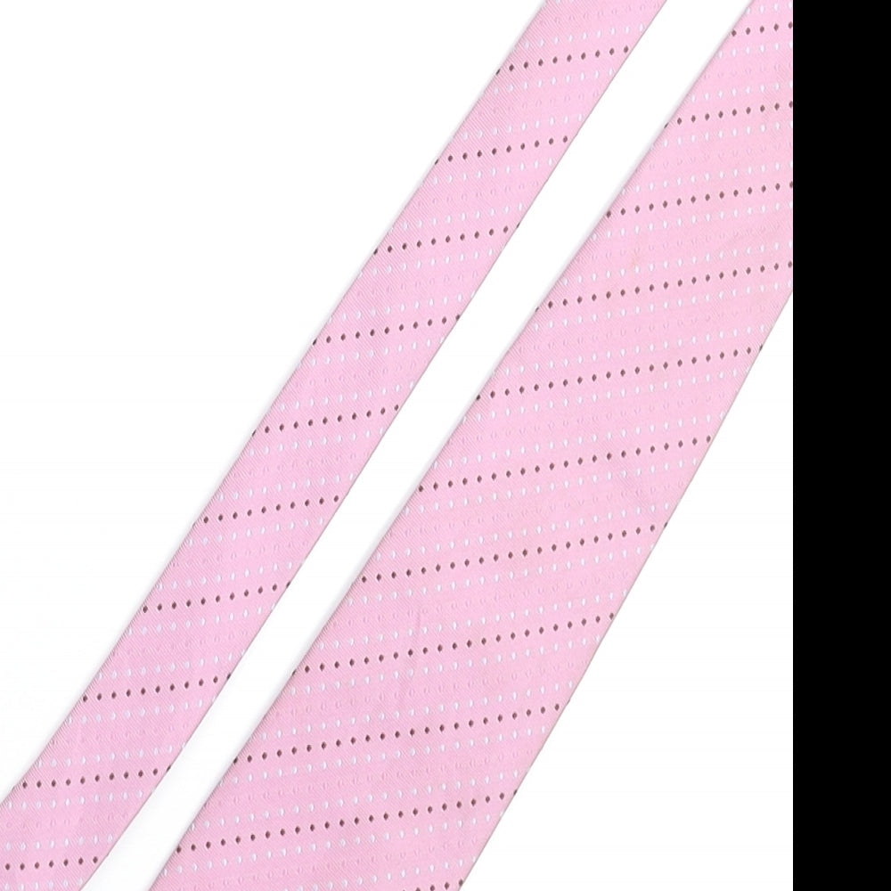 Soprano Mens Pink Striped Polyester Pointed Tie One Size